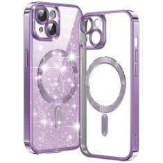 Husa premium iPhone 14 Plus Techsuit Luxury Glitter MagSafe, mov deschis foto
