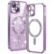Husa premium iPhone 14 Plus Techsuit Luxury Glitter MagSafe, mov deschis