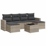 Cumpara ieftin Set canapele de gradina cu perne, 7piese gri deschis poliratan
