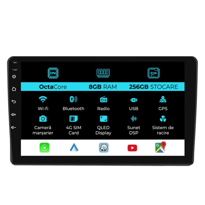 Navigatie Dedicata Peugeot 407 (2004 - 2011), 9Inch, 8Gb Ram, 256Gb Stocare, Carplay