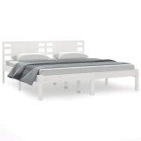 Cumpara ieftin Cadru de pat fara saltea, alb, 200x200 cm, lemn masiv pin