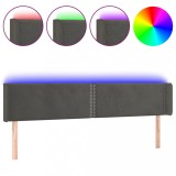 Cumpara ieftin Tablie de pat cu LED, gri inchis, 203x16x78/88 cm, catifea