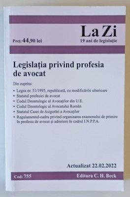 LEGISLATIA PRIVIND PROFESIA DE AVOCAT , 2022 foto