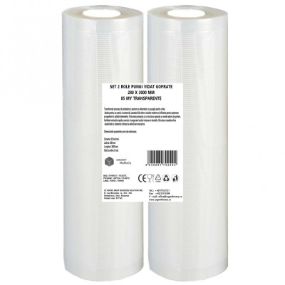 Set 2 role pungi vidat gofrate, dimensiuni 280x3000 mm, transparente, grosime 85 microni, preparare sau depozitare Sous Vide foto