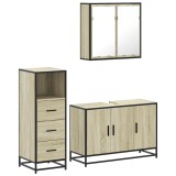 Cumpara ieftin Set mobilier de baie, 3 piese, stejar sonoma, lemn prelucrat