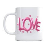 Cana alba personalizata indragostiti &quot;Love&quot; cu baloane, INOVATIX&reg;. 330ml