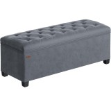 Banca de depozitare Songmics 103L, catifea gri, 110x40x40 cm