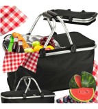Cos de picnic pliabil termic pentru camping, capacitate 32 l, negru