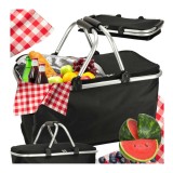 Cos de picnic pliabil termic pentru camping, capacitate 32 l, negru