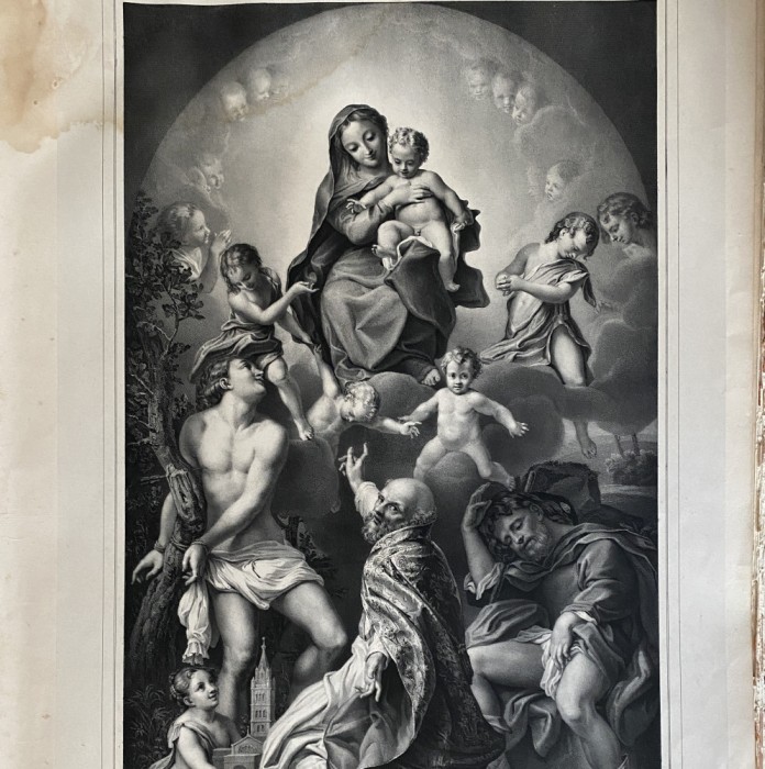 Antonio Correggio, Madona cu Pruncul, litografie, 1837