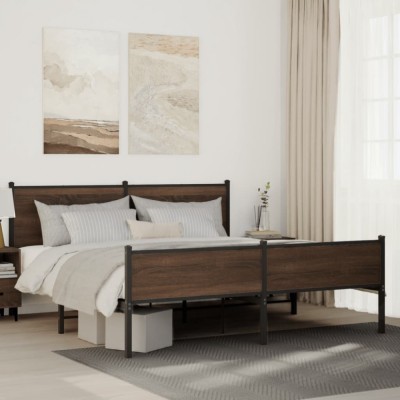 vidaXL Cadru de pat metalic fără saltea, stejar maro, 183x213 cm 3301416 foto