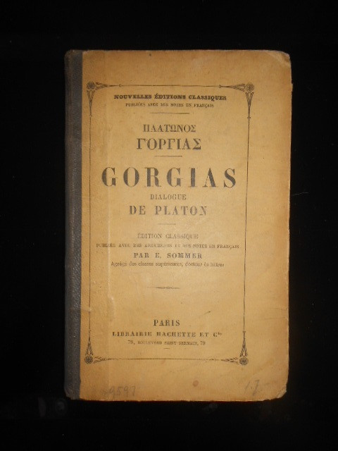 E. SOMMER - GORGIAS DIALOGUE DE PLATON (1872)