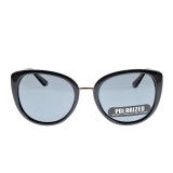Ochelari de soare polarizati cu rama tip cat-eye si punte metalica aurie