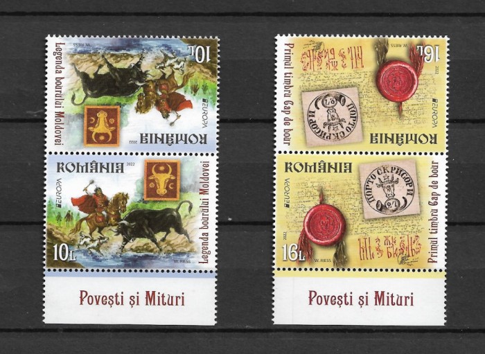 ROMANIA 2022-EUROPA - POVESTI SI MITURI, TETE BECHE 1, DIN COALA, MNH - LP 2364