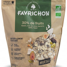 Musli bio traditional cu 30% continut de fructe si nuci, 500g, Favrichon
