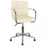 VidaXL Scaun de bucătărie pivotant, crem, material textil