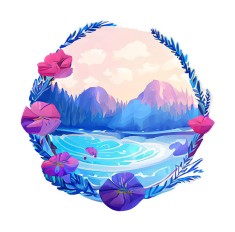 Sticker decorativ, Lac, Albastru, 55 cm, 9766ST foto