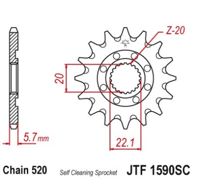 Pinion fata 13 dinti pas lant 520 &amp;ndash; Gas Gas EC 250 - 300 - 450 F (14-16) - Yamaha YZ 125 (05-18) - WR 250 (01-18) - WR 250 R (08-15) foto