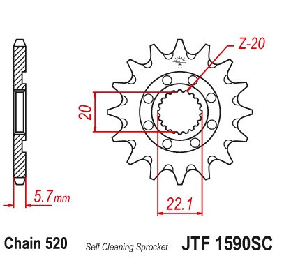 Pinion fata 13 dinti pas lant 520 &ndash; Gas Gas EC 250 - 300 - 450 F (14-16) - Yamaha YZ 125 (05-18) - WR 250 (01-18) - WR 250 R (08-15)