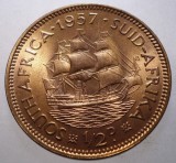 J.090 AFRICA DE SUD SOUTH AFRICA ELIZABETH II 1/2 PENNY 1957 AUNC