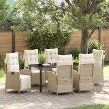 Cumpara ieftin Set de masă pentru grădină 7 pcs Bej Rattan poli