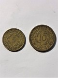 GERMANIA 1924 (Republica de la Weimar) - LOT 2 MONEDE - 5 RENTENPFENNIG &amp; 10 RENTENPFENNIG - BERLIN (A) - (317)