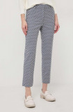 Weekend Max Mara pantaloni femei, culoarea bleumarin, fason tigareta, high waist 2415130000000