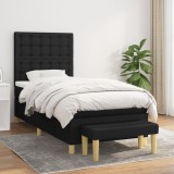 VidaXL Pat box spring cu saltea, negru, 90x190 cm, textil