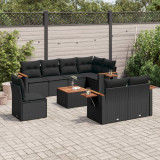 Set mobilier de gradina cu perne, 9 piese, negru, poliratan GartenMobel Dekor, vidaXL