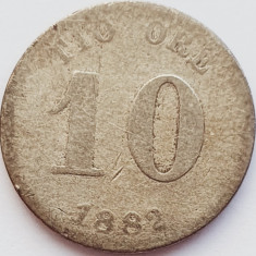 122 Suedia 10 ore 1882 " Oscar II (1872-1907)" km 755 argint