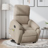 Fotoliu Masaj Rabatabil Electric cu Ridicare Gossi, Microfibra Taupe, Relaxare &amp; Confort, 75x89.5x103.5 cm