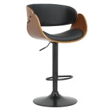 Cumpara ieftin Scaun de bar Hadley pliabil negru piele ecologica - lemn, culoarea nuc - metal negru