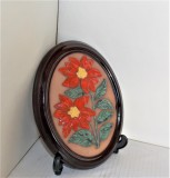 Placheta basorelief (Aplica), ceramică emailata si decorata manual &ndash; Poinsettia - semnata Ingegard GABRIEL Suedia