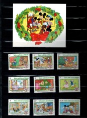 Turks &amp;amp; Caicos Islands 1982 - Crăciun, Disney, desene animate, serie si colita neuzata