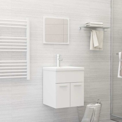 Set mobilier de baie, alb, lemn prelucrat foto