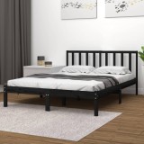 Cumpara ieftin Cadru de pat, negru, 200x200 cm, lemn masiv de pin