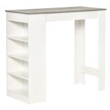 HOMCOM Masă de Bar Masă &Icirc;naltă Tip Bistr&oacute; de Bucătărie cu Raft de 4 Nivele Stil Modern din Melamină pentru Dining Sufragerie 115x50x102,7 cm Alb și Gr