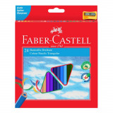 Creioane Colorate Faber-Castell Eco, 24 Buc/Set, Forma Triunghiulara, Ascutitoare Inclusa, Culori Asortate, Creion de Colorat, Creioane Colorate Faber