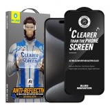 Folie de protectie Ecran Blueo Anti-Reflective HD pentru Apple iPhone 16 / 15, Sticla Securizata, Full Glue, Neagra