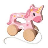 Jucarie din lemn 2 in 1 impinge si trage Unicorn, SES Creative