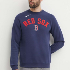 Nike bluza Boston Red Sox barbati, culoarea albastru marin, cu imprimeu