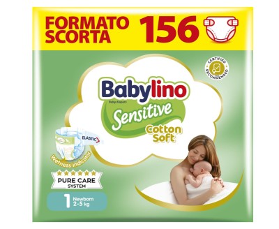 Scutece bebelusi Babylino Sensitive Marimea 1 (2-5 kg), 156 buc - RESIGILAT foto