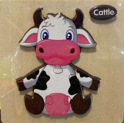 Puzzle lemn vaca 6 piese foto