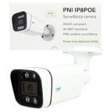 Camera supraveghere video PNI IP8POE, 8MP, 4K, D-WDR, 4.0mm, 6 LED-uri, IP66, alb