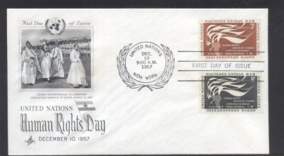 UN New York 1957 Human rights Mi.64-65 FDC UN.150 foto