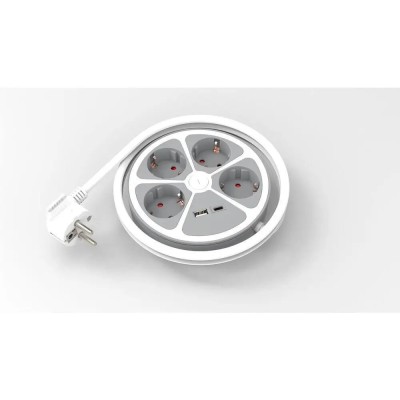 Prelungitor 4 prize 1x USB-A + 1x USB-C 20W cablu 3x1.5mmp 1.4m 3500W alb Technik TPR4W+USB EXTS-4S1.4M/USBC2-THK foto