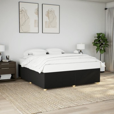 vidaXL Cadru de pat fără saltea, negru, 180x200 cm, textil foto