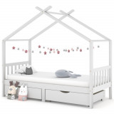 Cadru de pat copii, cu sertare, alb, 90x200 cm, lemn masiv pin GartenMobel Dekor, vidaXL