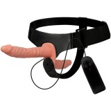 Cumpara ieftin Strap On dublu cu vibratii 18cm