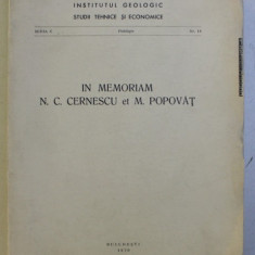 IN MEMORIAM N.C. CERNESCU et M . POPOVAT , EDITIE IN ROMANA - FRANCEZA - ENGLEZA - GERMANA , 1970